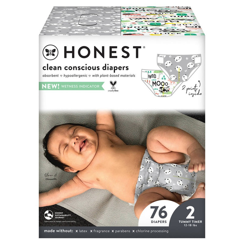 The Honest Company Disposable Diapers Pandas & Barnyard Babies - Size 2 - 76ct