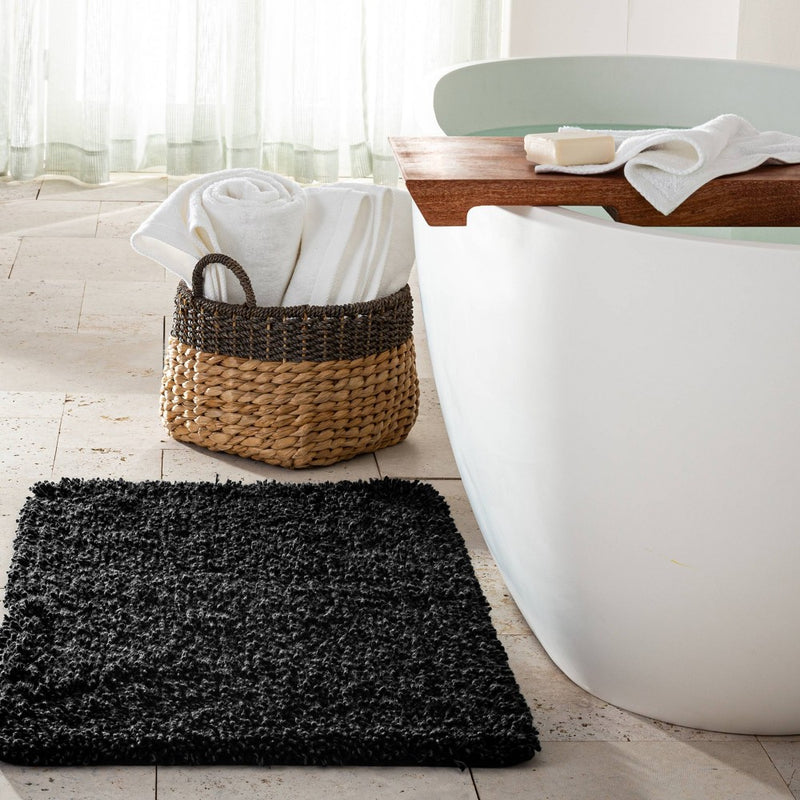 21"x34" Melange Looped Bath Rug Black - Casaluna