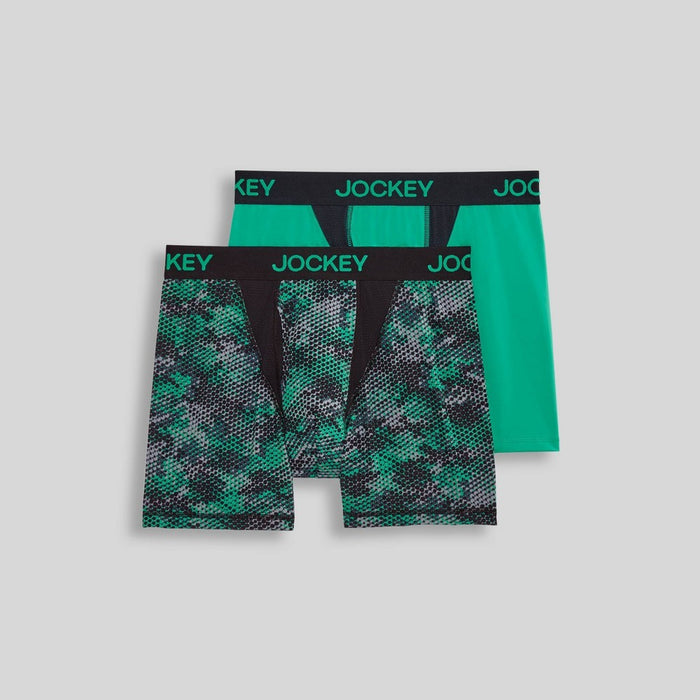 Jockey Generation Men's Performance Microfiber Sport 2pk Boxer Briefs - Black/Green S