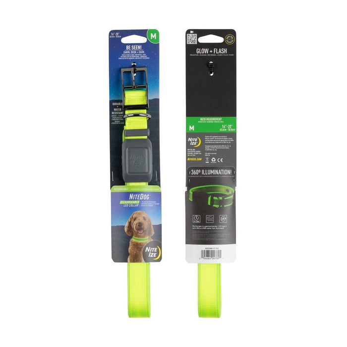 Nite Ize Dog Rechargeable LED Dog Collar - M - Lime/Green