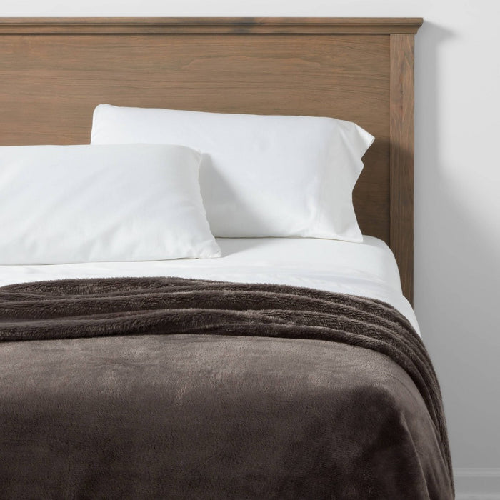 Full/Queen Microplush Bed Blanket Hot Coffee - Threshold