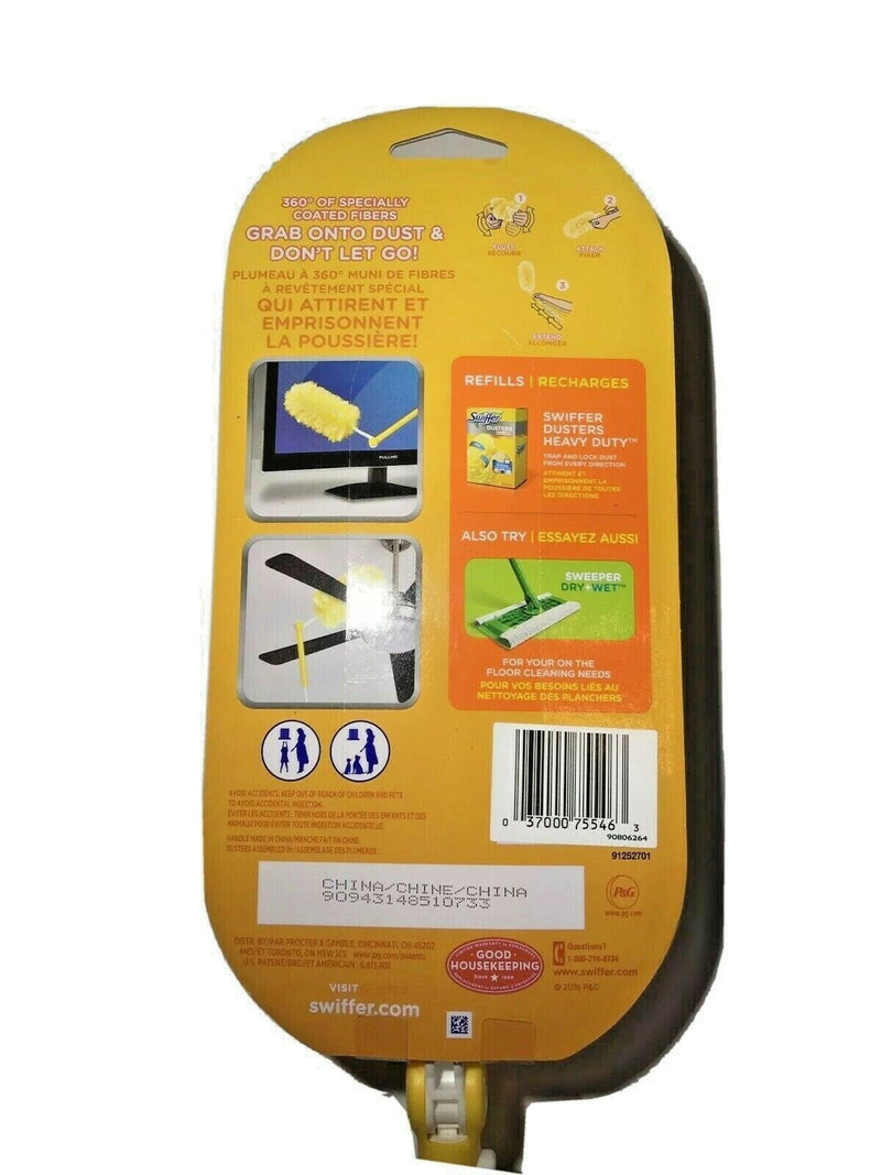 Swiffer Dusters Extendable Handle 3ft Long Dusting Kit 3 Extra Heads Heavy Duty