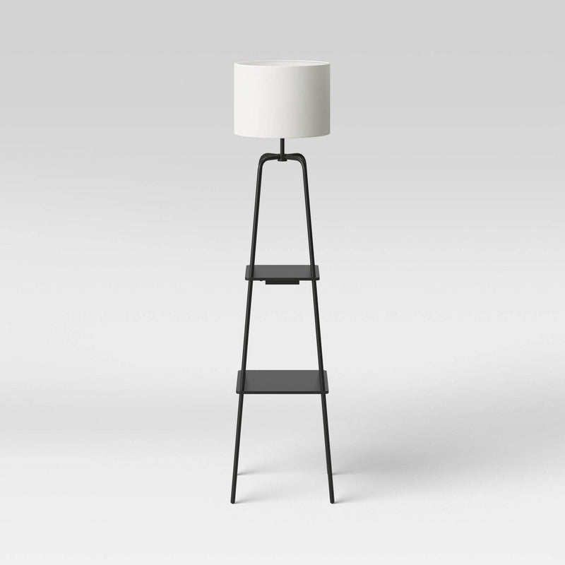 Etagere Power Source Shelf Floor Lamp Black  - Threshold