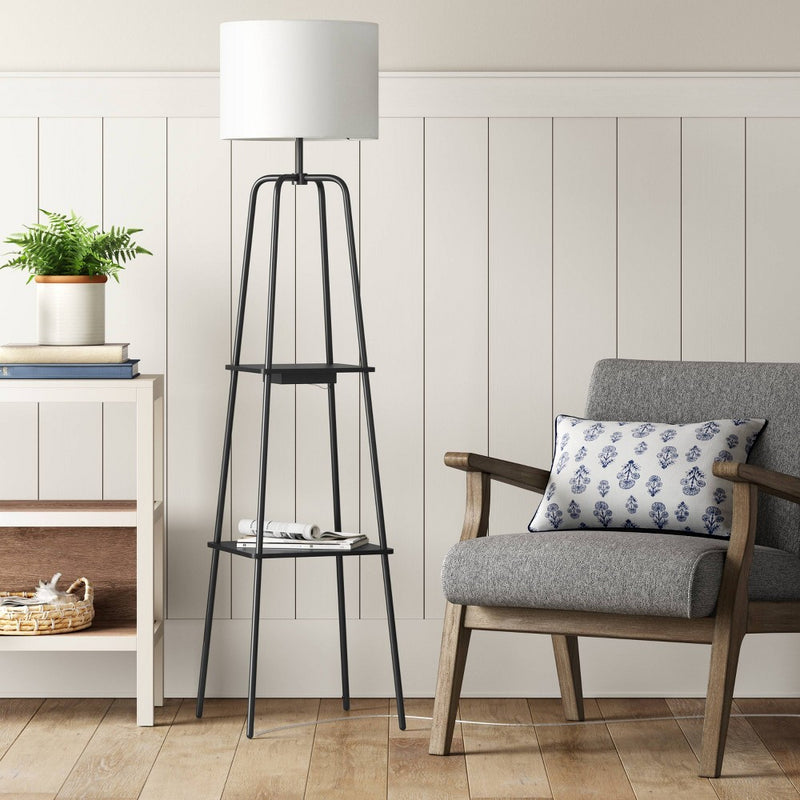 Etagere Power Source Shelf Floor Lamp Black  - Threshold