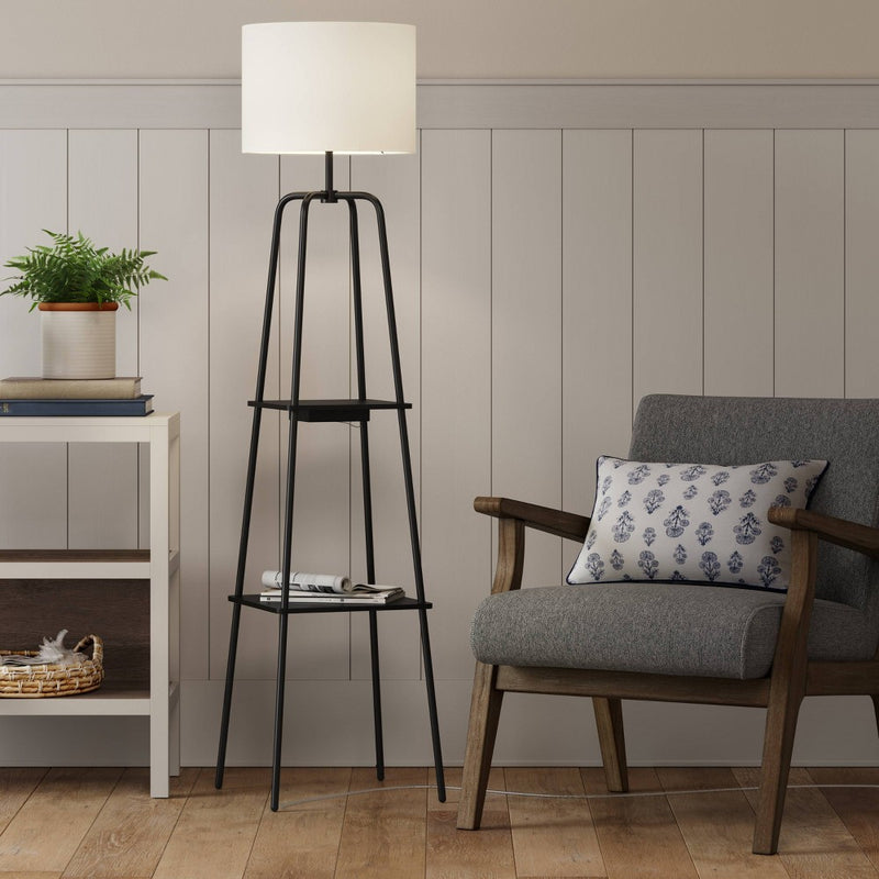 Etagere Power Source Shelf Floor Lamp Black  - Threshold