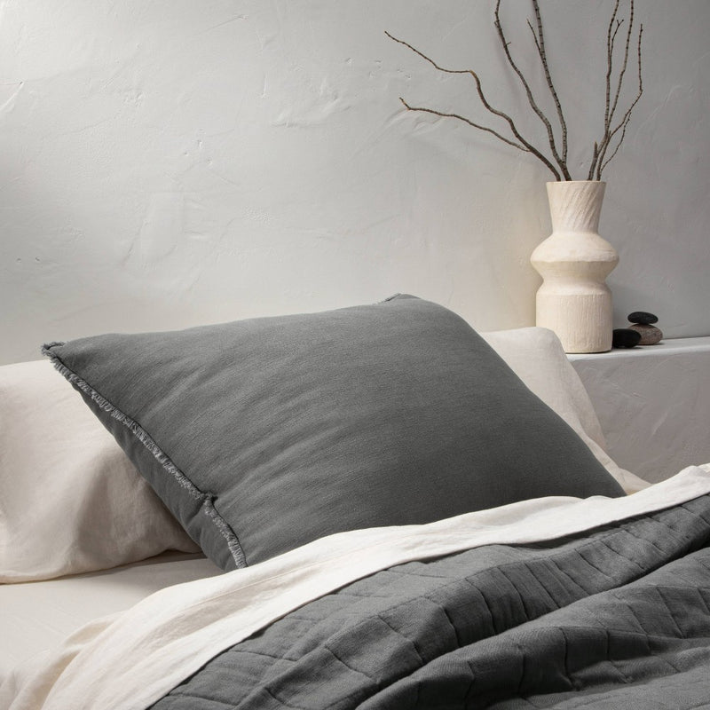 King Euro Heavyweight Linen Blend Throw Pillow Dark Gray - Casaluna (LOCAL PICKUP ONLY)