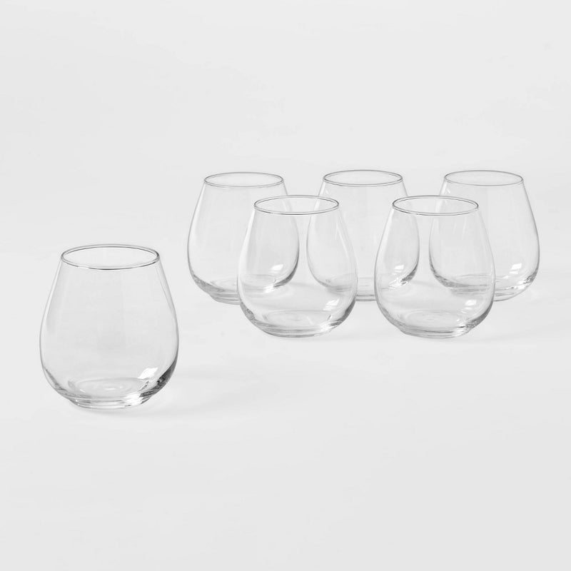 16oz 6pk Glass Stackable Stemless Wine Glasses - Made By Design