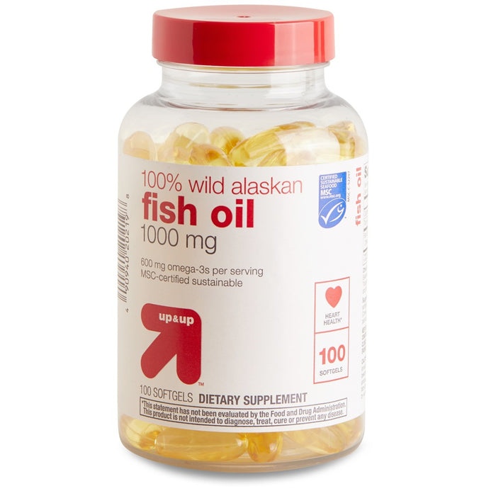 100% Wild Alaskan Fish Oil Supplement Softgels - 100ct - up & up EXP 12/23