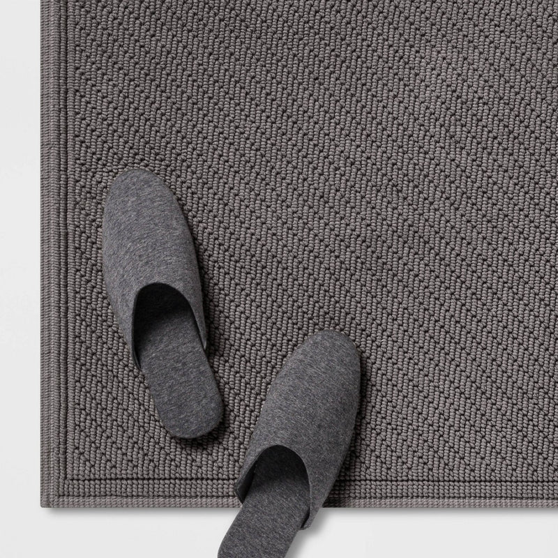 21"x30" Performance Solid Cotton Bath Mat Dark Gray - Threshold