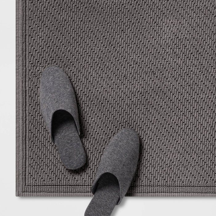 21"x30" Performance Solid Cotton Bath Mat Dark Gray - Threshold