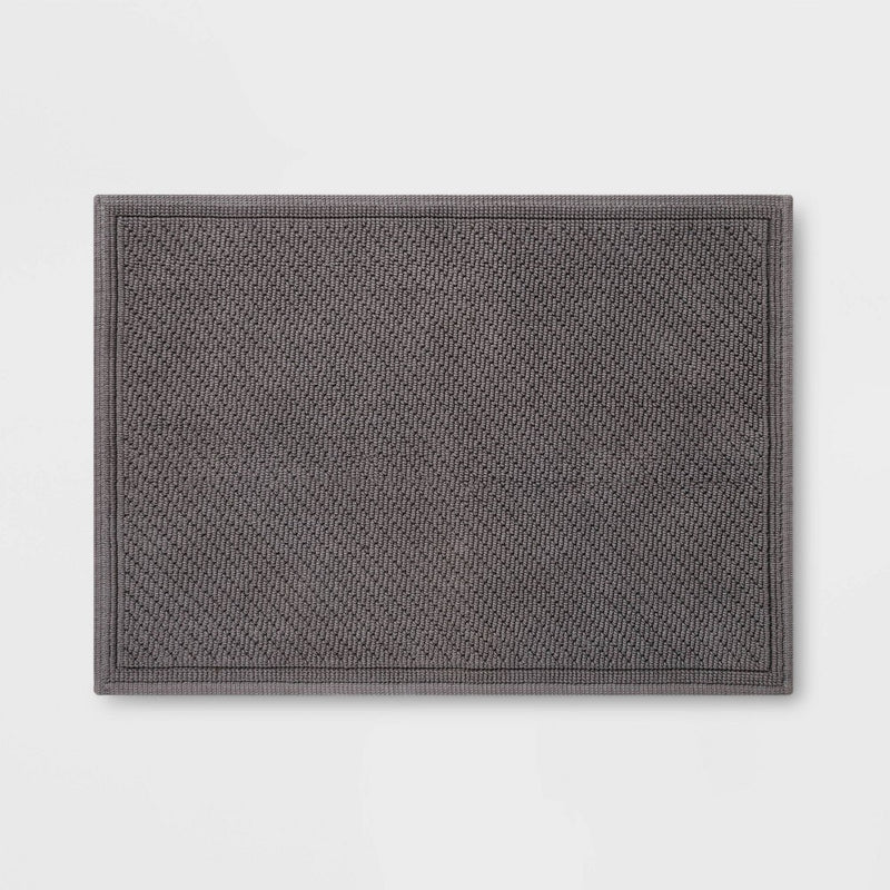 21"x30" Performance Solid Cotton Bath Mat Dark Gray - Threshold