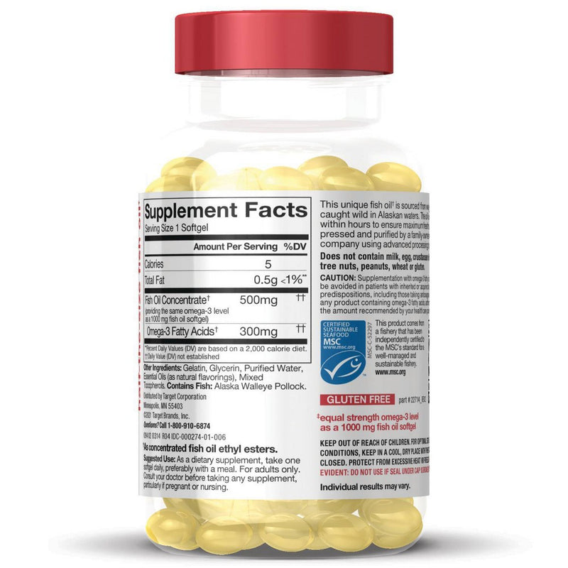 100% Wild Alaskan Half-the-Size Fish Oil Softgels - 200ct - up & up EXP 12/2024
