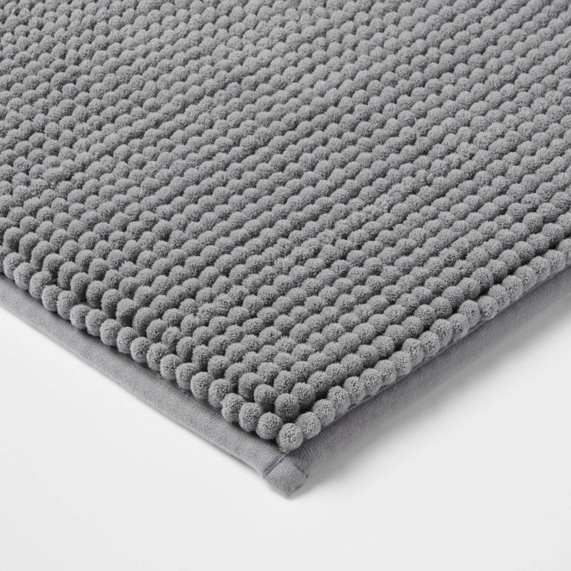 20"x34" Low Chenille Memory Foam Bath Rug Dark Gray - Threshold