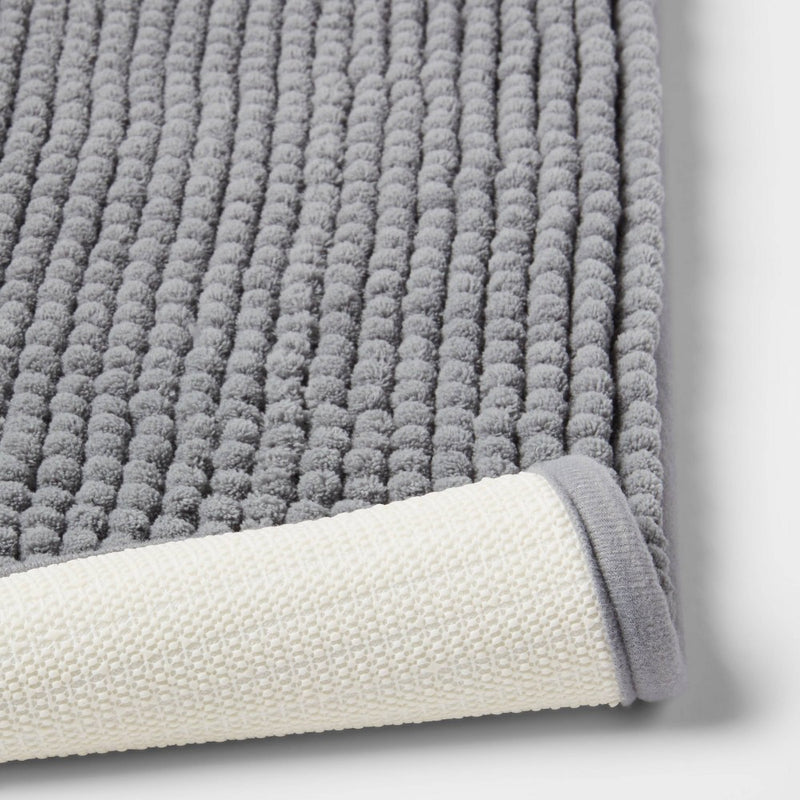 20"x34" Low Chenille Memory Foam Bath Rug Dark Gray - Threshold