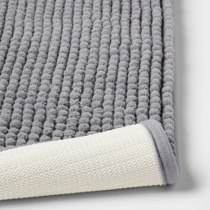 20"x34" Low Chenille Memory Foam Bath Rug Dark Gray - Threshold