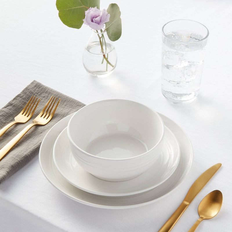 12pc Stoneware Westfield Dinnerware Set White - Threshold (LOCAL PICKUP ONLY)