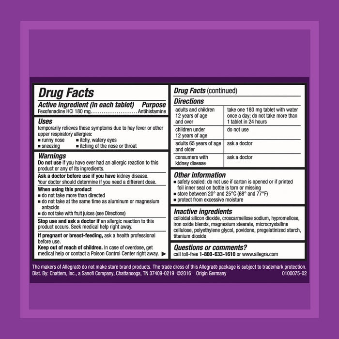 Allegra 24 Hour Allergy Relief Tablets - Fexofenadine Hydrochloride - 30ct