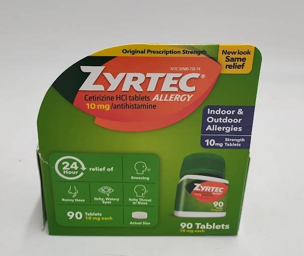 Zyrtec 24 Hour Allergy Relief Tablets - Cetirizine HCl - 90ct EXP 11/2027.