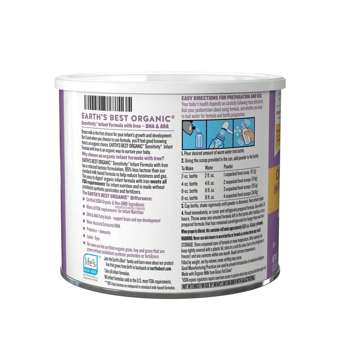 Earth's Best Organic Sensitivity Infant Formula with Iron Powder - 21oz (LOCAL PICKUP ONLY)