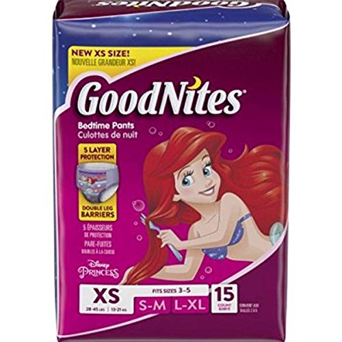 GoodNites Bedtime Bedwetting Underwear for Girls, XS, 15 Ct. (Packaging May Vary)