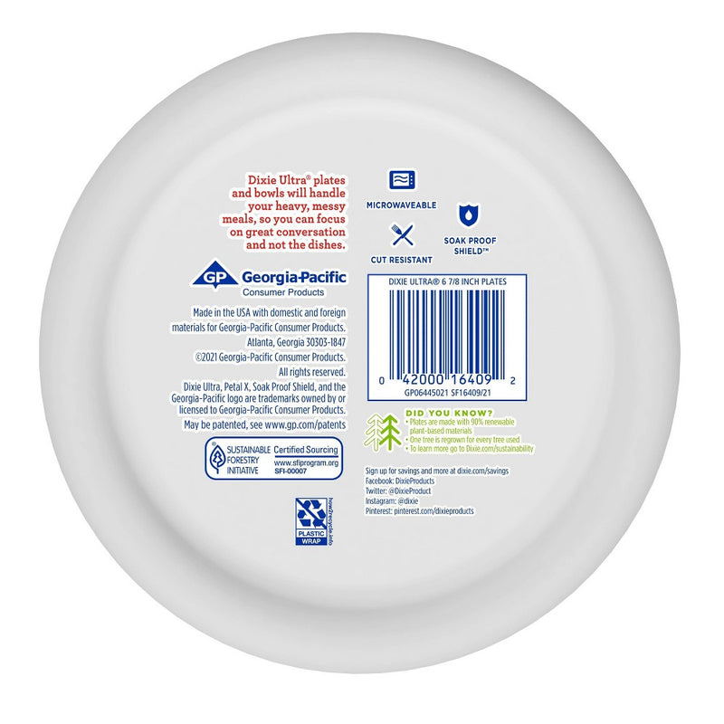 Dixie Ultra 7" Holiday '21 Plate Disposable Dinnerware - 40ct
