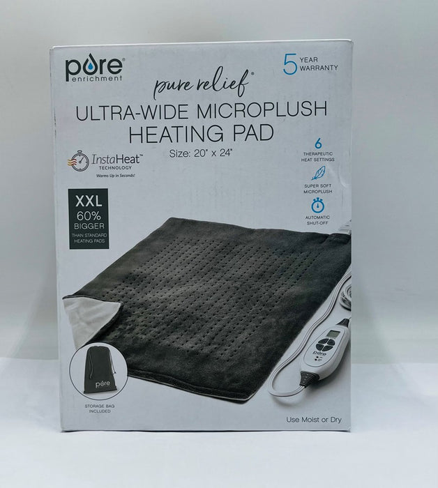 Pure Enrichment PureRelief XXL Extra Wide Heating Pad - 20"x24" - Charcoal Gray