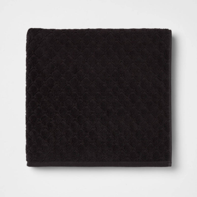 6pk Textured Bath Towel Set Black - Threshold