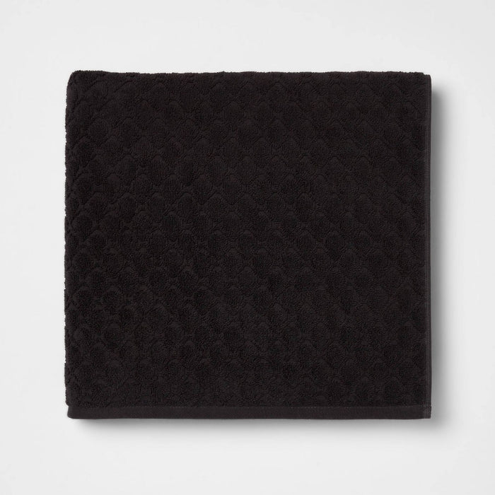 6pk Textured Bath Towel Set Black - Threshold