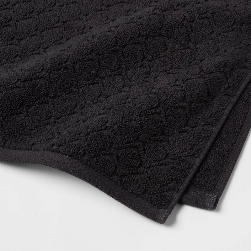 6pk Textured Bath Towel Set Black - Threshold