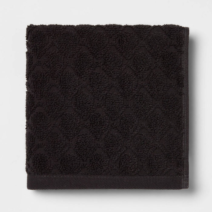 6pk Textured Bath Towel Set Black - Threshold