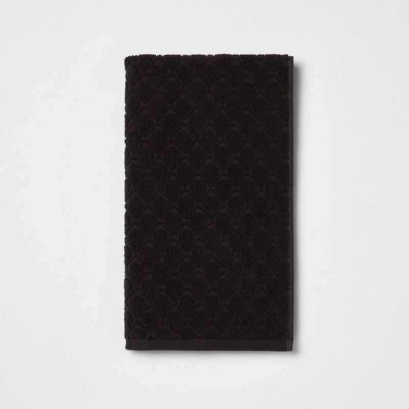 6pk Textured Bath Towel Set Black - Threshold