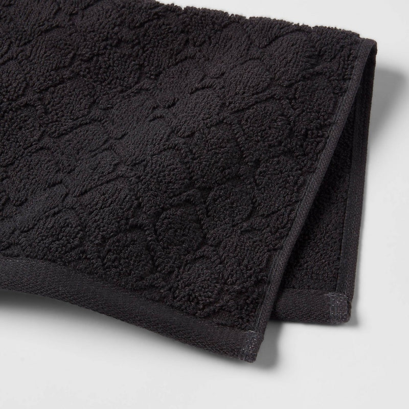 6pk Textured Bath Towel Set Black - Threshold