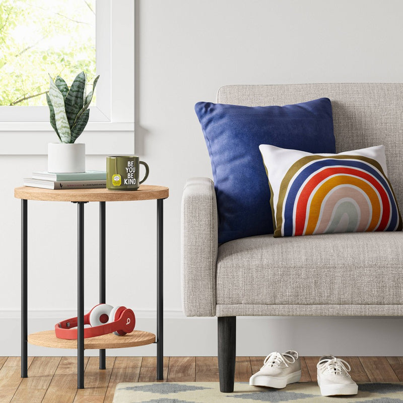Wood and Metal Round End Table Natural - Room Essentials (LOCAL PICKUP ONLY)