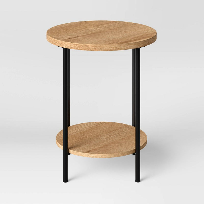 Wood and Metal Round End Table Natural - Room Essentials (LOCAL PICKUP ONLY)