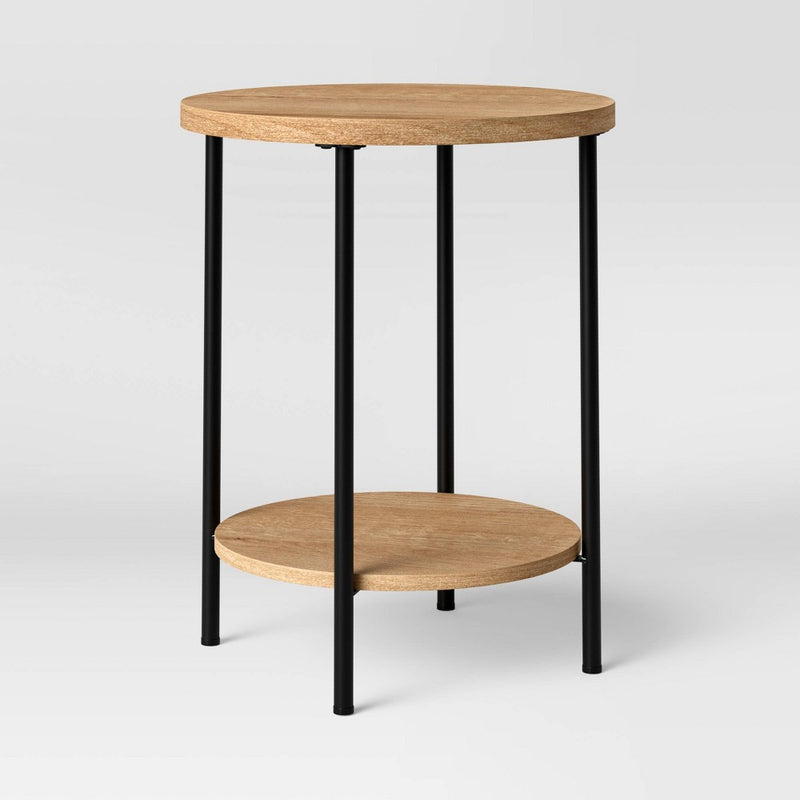 Wood and Metal Round End Table Natural - Room Essentials (LOCAL PICKUP ONLY)