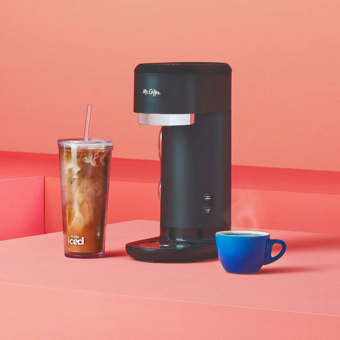 Mr. Coffee Single-Serve Iced and Hot Coffee Maker with Reusable Tumbler and Filter - Black