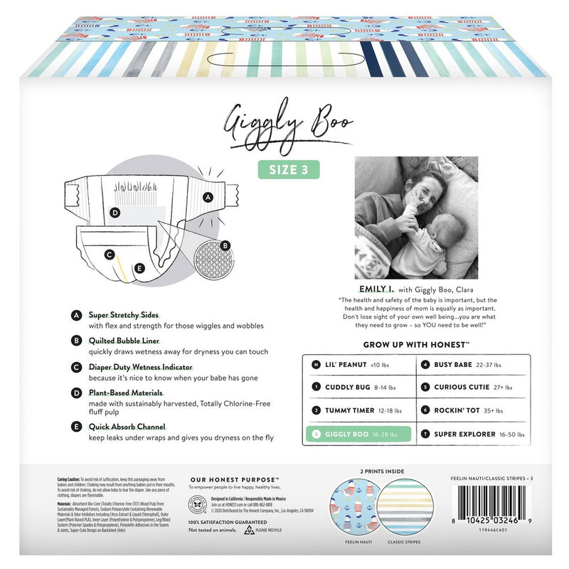 The Honest Company Disposable Diapers Feelin' Nauti & Classic Stripes - Size 3 - 68ct