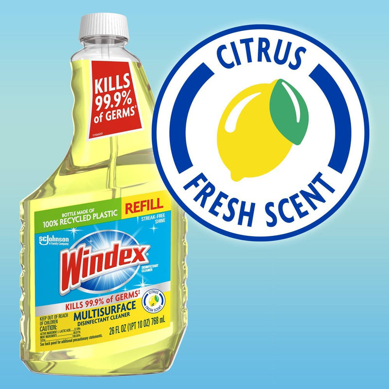 Windex Multi-Surface Disinfectant Cleaner Spray Refill Citrus Fresh Scent - 26oz