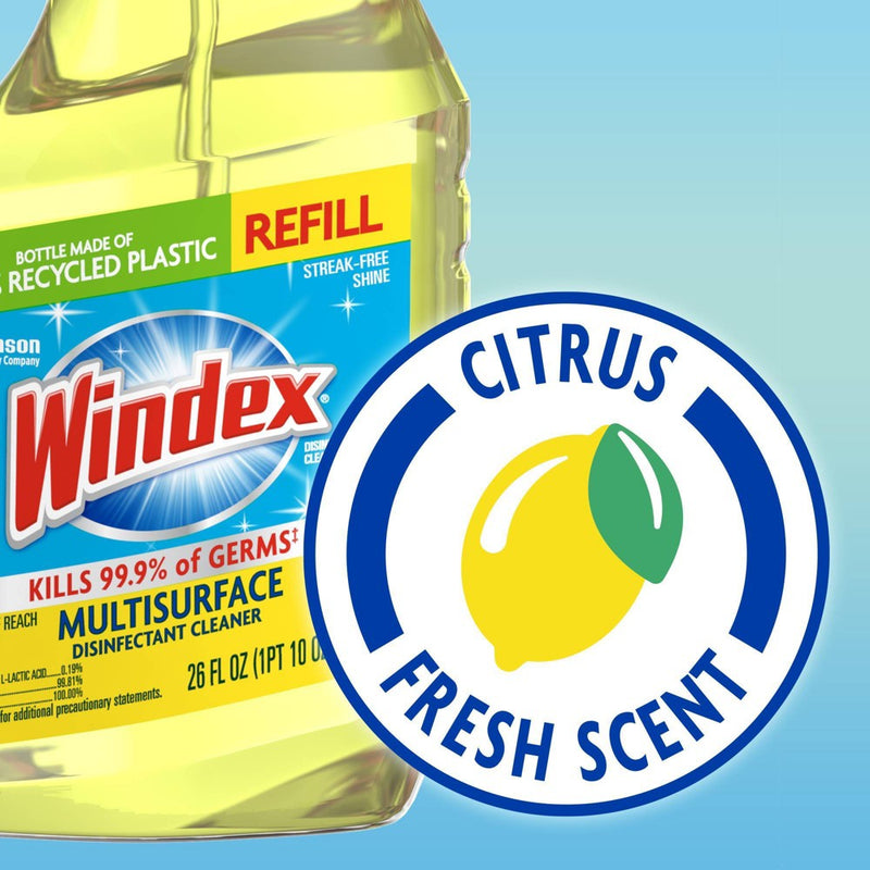 Windex Multi-Surface Disinfectant Cleaner Spray Refill Citrus Fresh Scent - 26oz