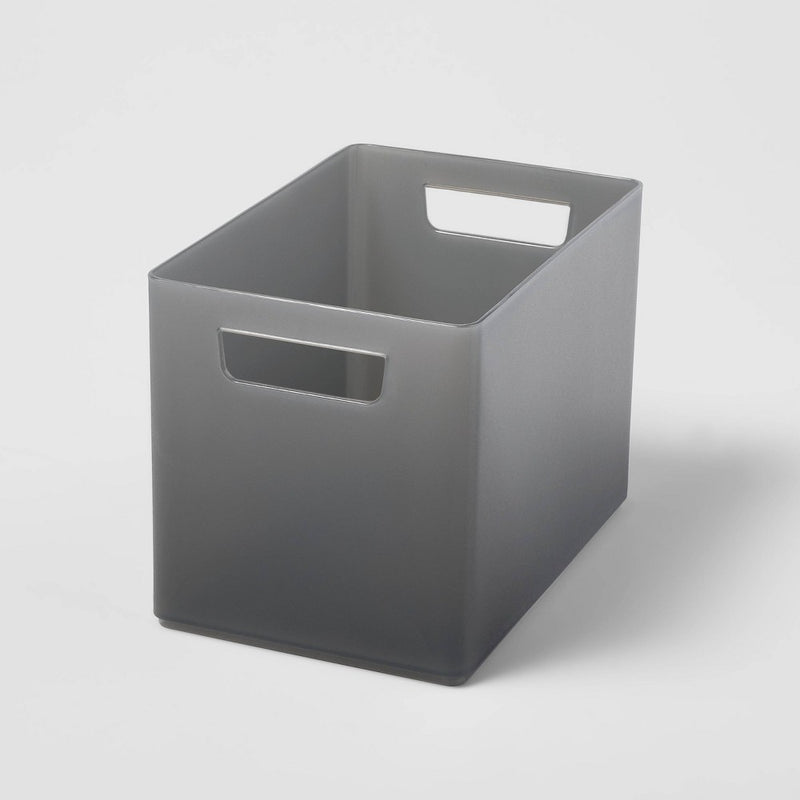 Large 9"X6"X6.5" Bathroom Organizer Bin with Handles Black - Project Poppins