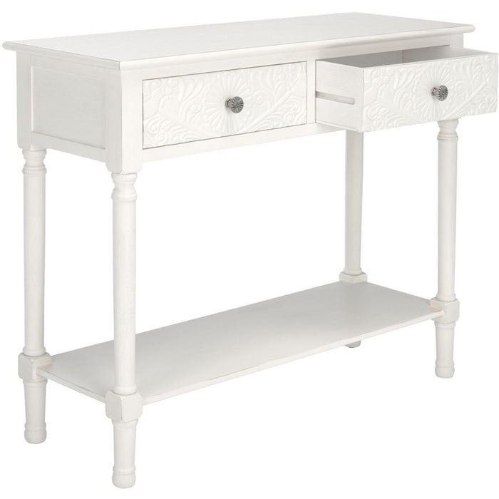 Josie 2 Drawer Console Table- Distressed White - Safavieh (LOCAL PICKUP ONLY)
