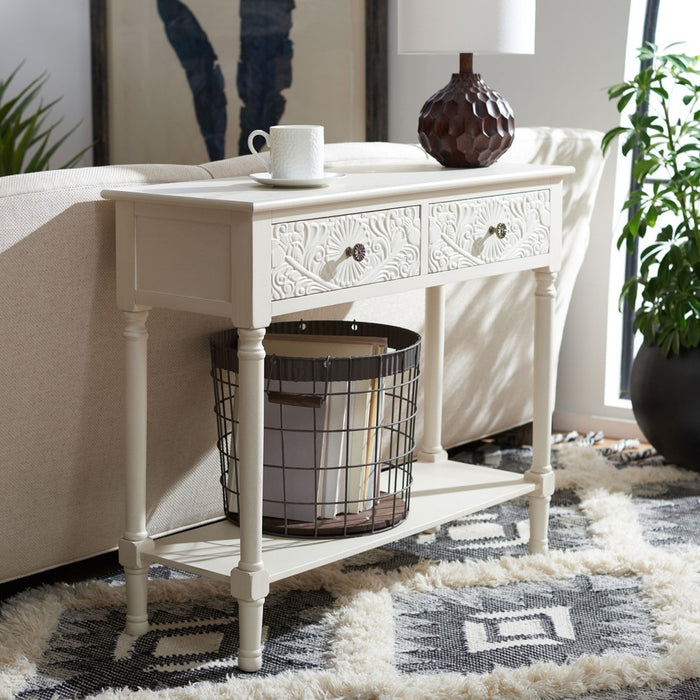 Josie 2 Drawer Console Table- Distressed White - Safavieh (LOCAL PICKUP ONLY)