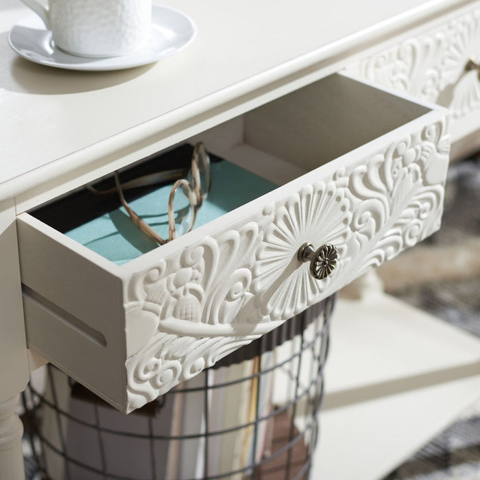 Josie 2 Drawer Console Table- Distressed White - Safavieh (LOCAL PICKUP ONLY)