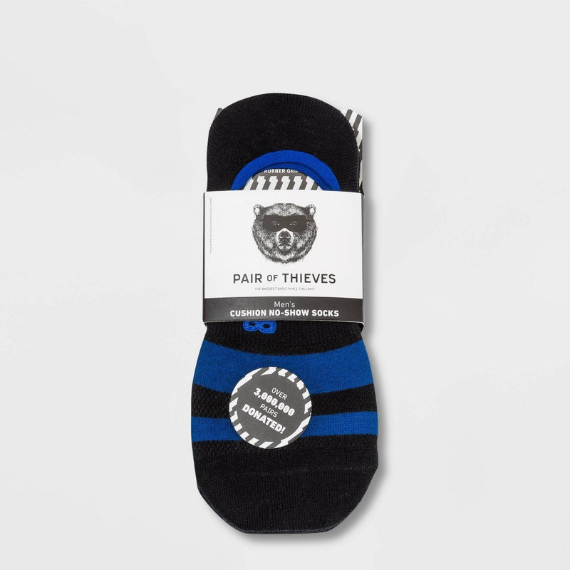 Pair of Thieves Men's Cushion No Show Socks 3pk - Black/White 6-12