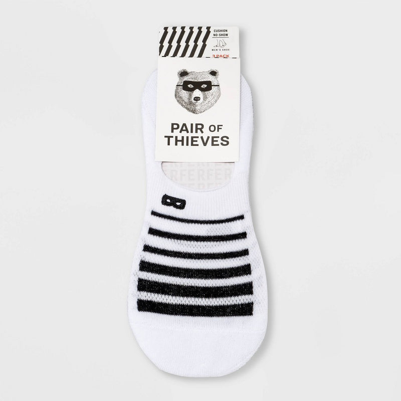 Pair of Thieves Men's Cushion No Show Socks 3pk - Black/White 6-12