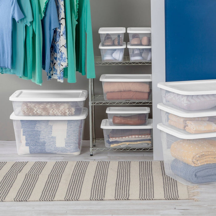 16qt Clear Storage Box with Lid White - Room Essentials
