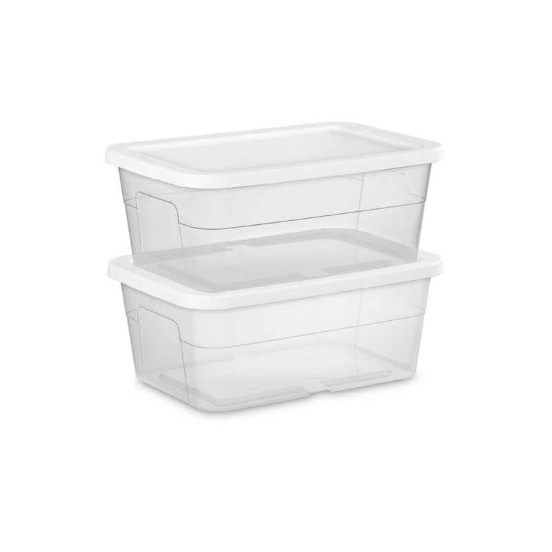 16qt Clear Storage Box with Lid White - Room Essentials