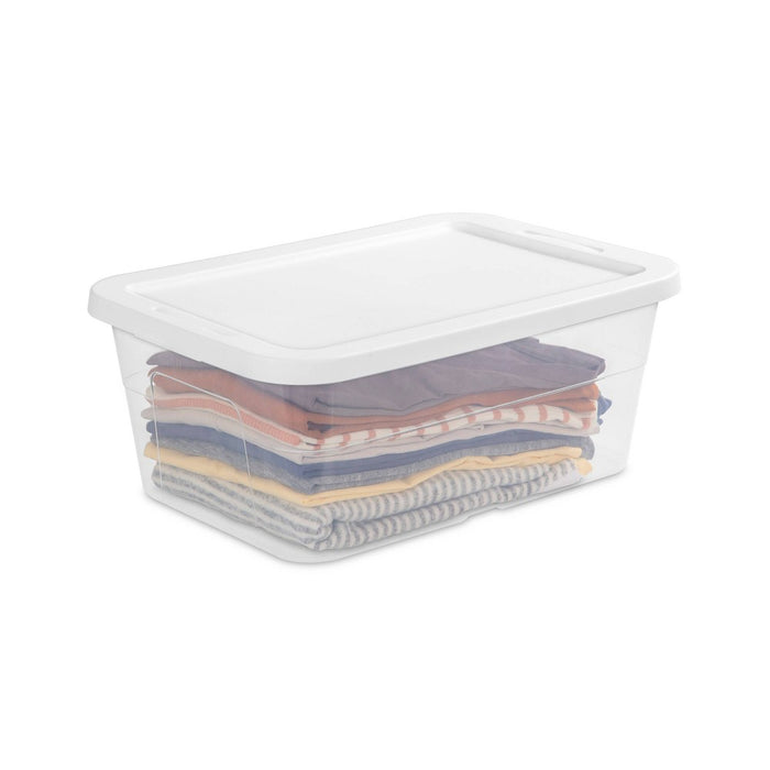 16qt Clear Storage Box with Lid White - Room Essentials
