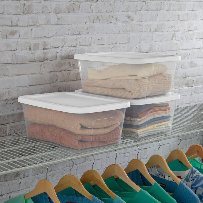 16qt Clear Storage Box with Lid White - Room Essentials