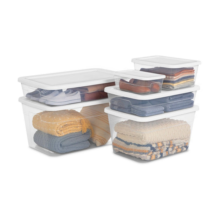 16qt Clear Storage Box with Lid White - Room Essentials